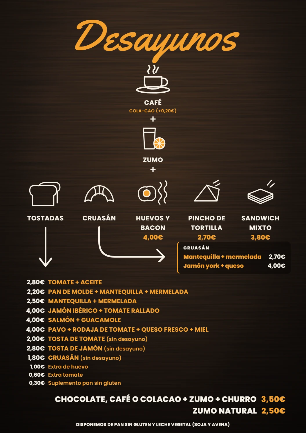 Carta de desayunos