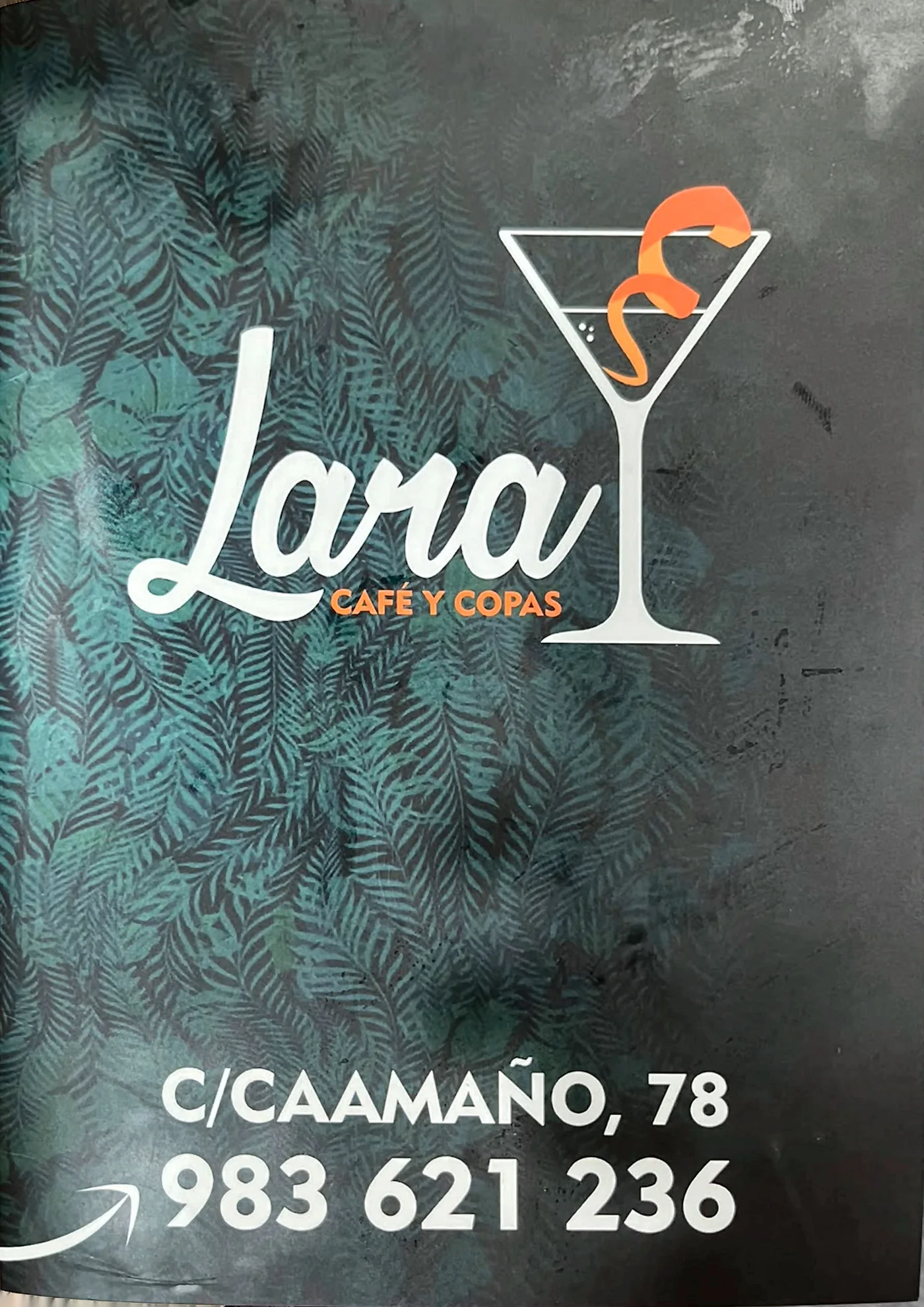 Portada de la carta de Café Bar Lara